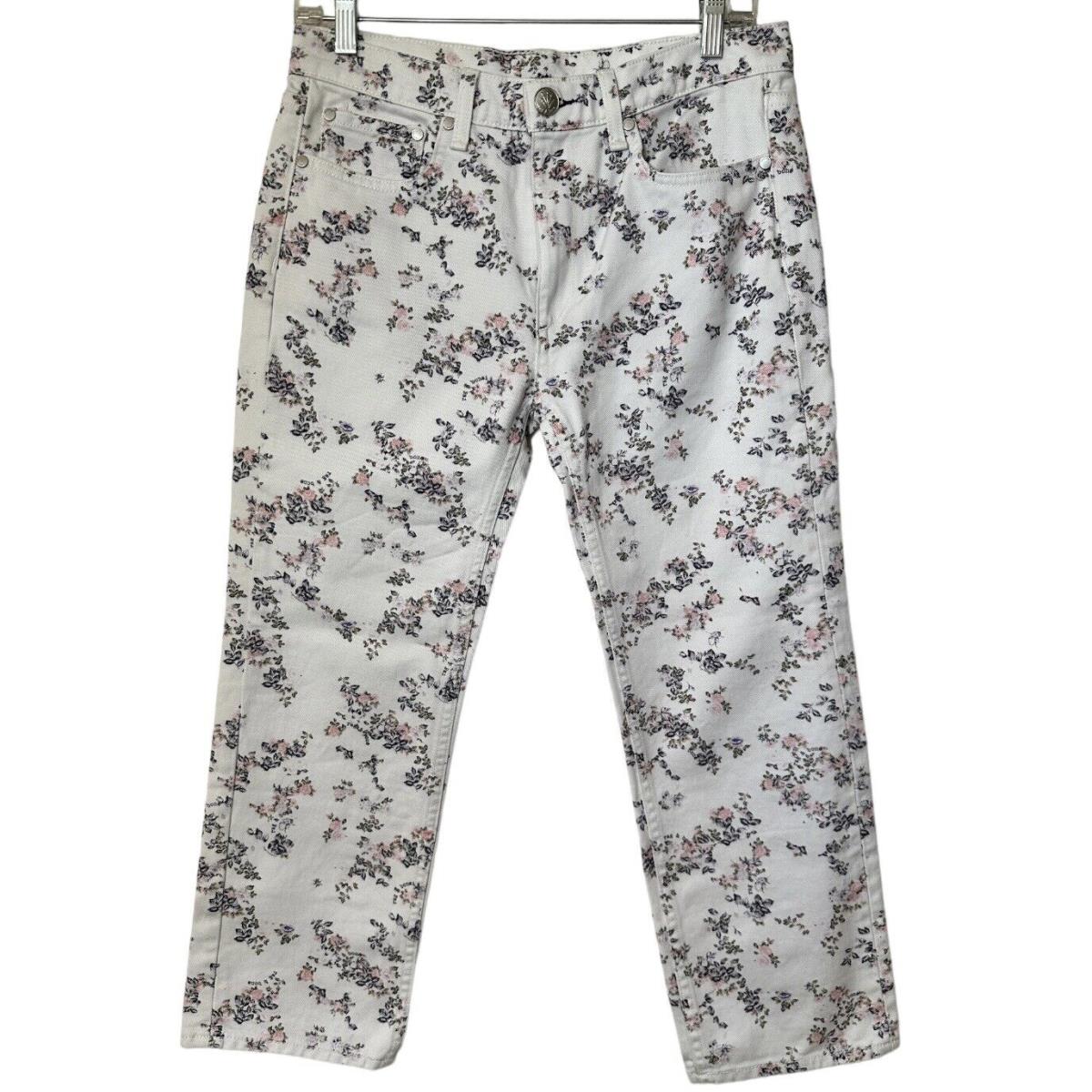 Rag Bone Micro Floral Boy Jeans Ankle Crop Pants White Women s Size 24/0