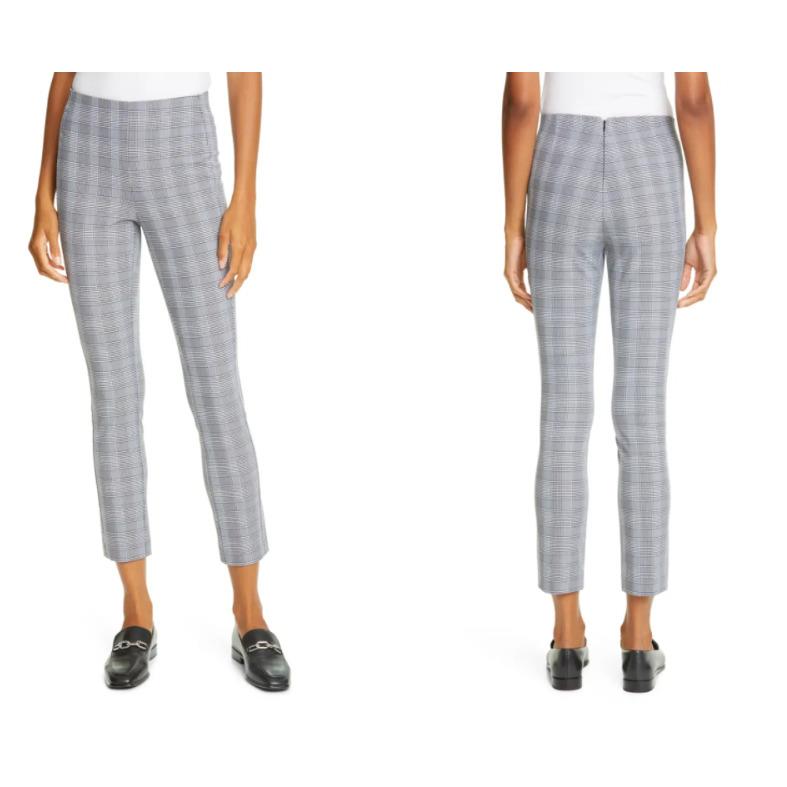 Rag Bone Black White Plaid Check Simone High Rise Cropped Stretch Knit Pants 4