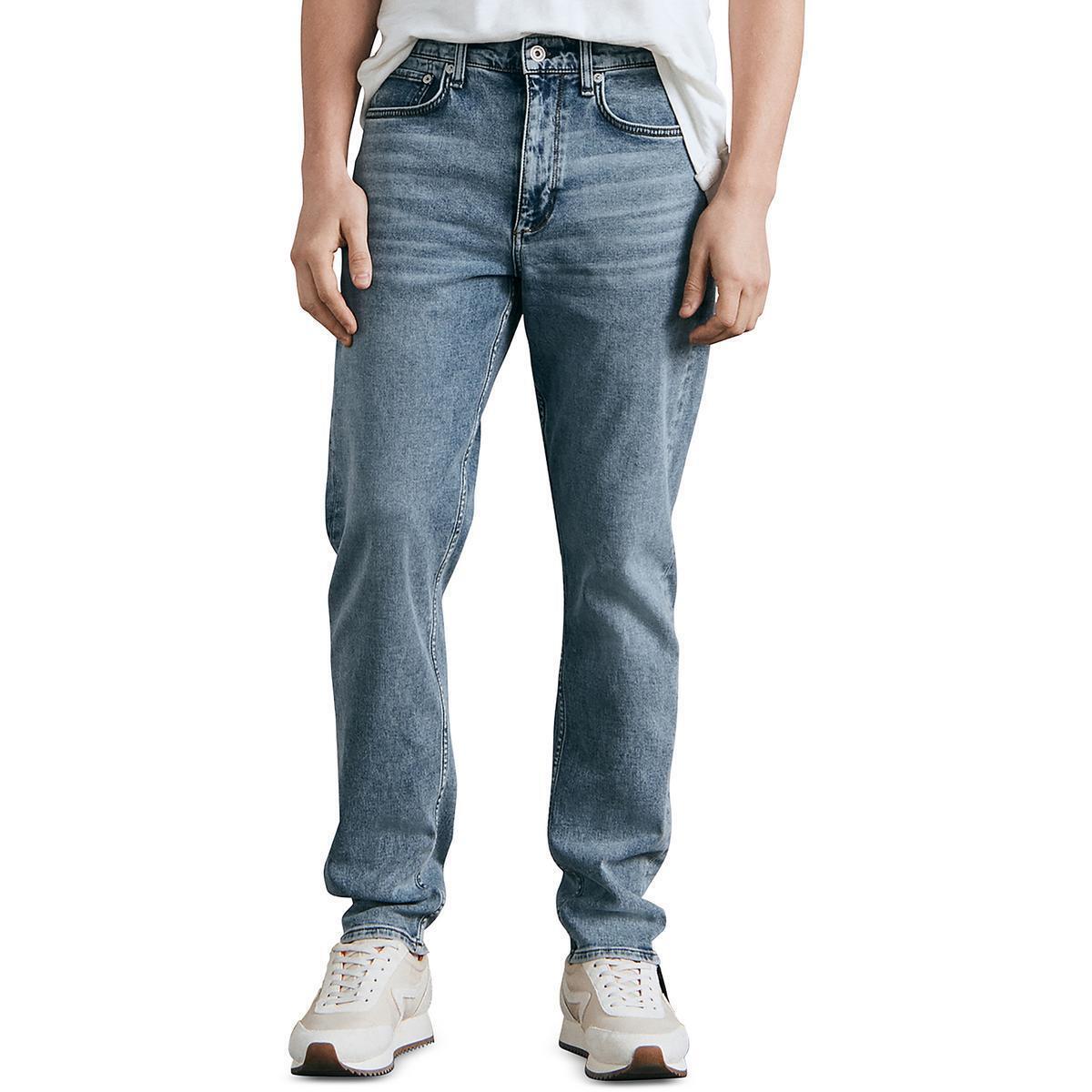 Rag Bone Jeans Mens Blue Mid-rise Solid Denim Slim Jeans 33/32 Bhfo 9935