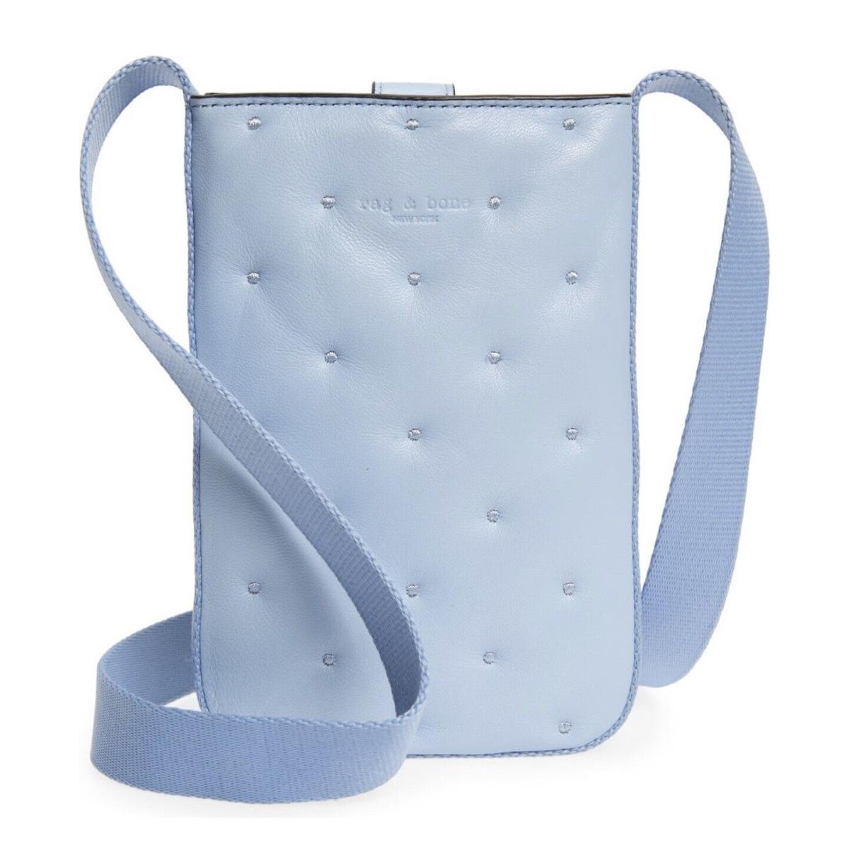 Rag Bone Crossbody Quilted Leather Riser Phone Pouch Handbag -light Blue