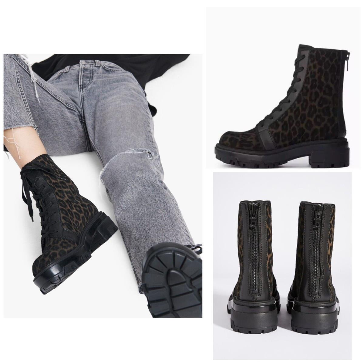 Rag Bone Shaye Hiker Leather Boots In Black Cheetah Size:37.5 US 7.5