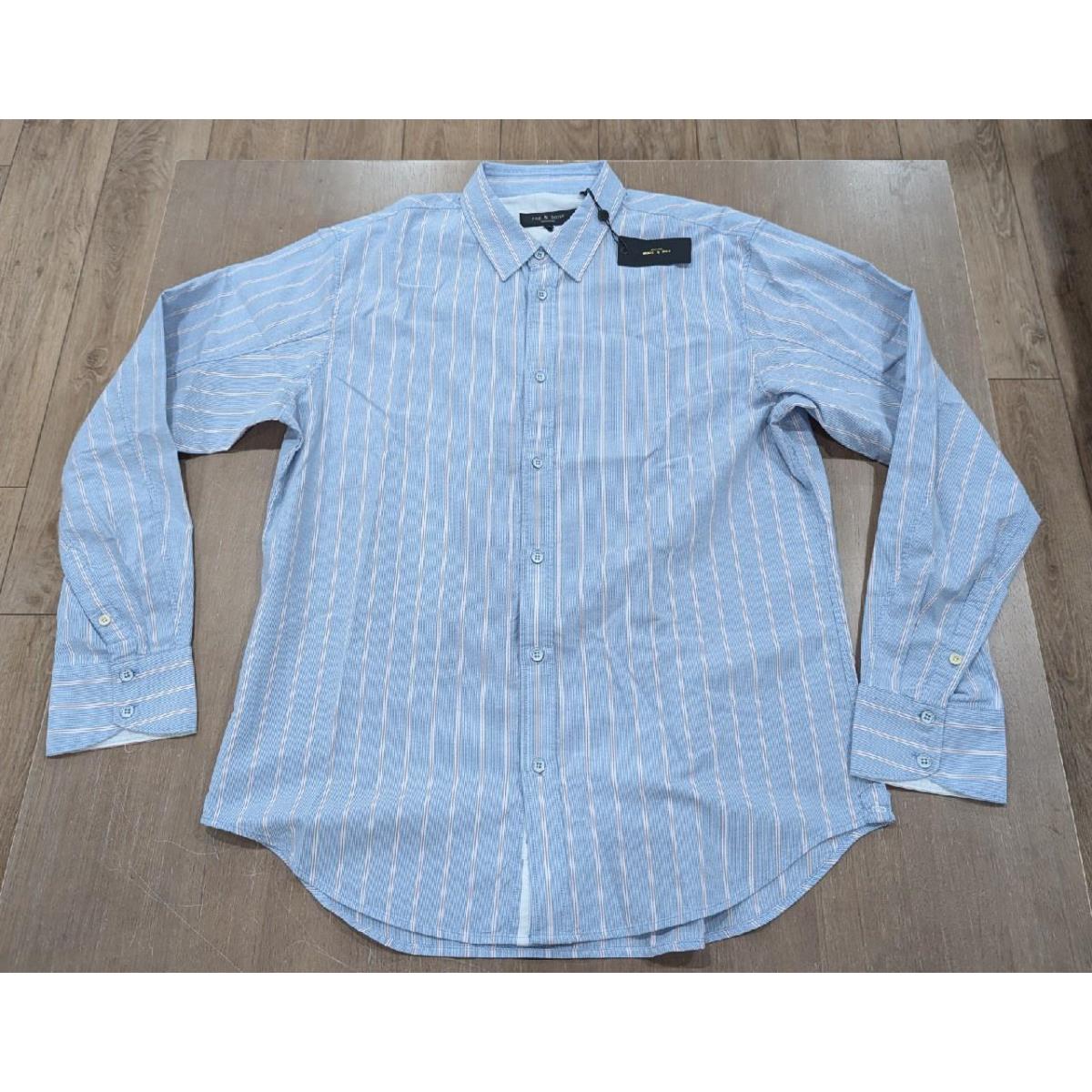 Rag Bone Fit 2 Engineered LS Button Up Oxford Shirt Light Blue 2XL