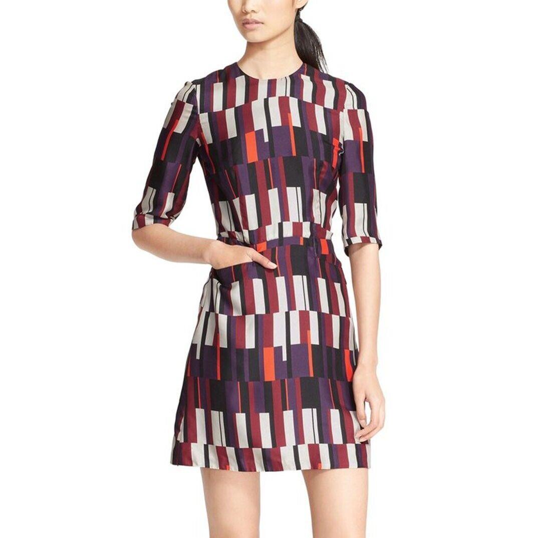 Rag Bone Bus Seat Print Anne Short Sleeve Silk Dress sz 2