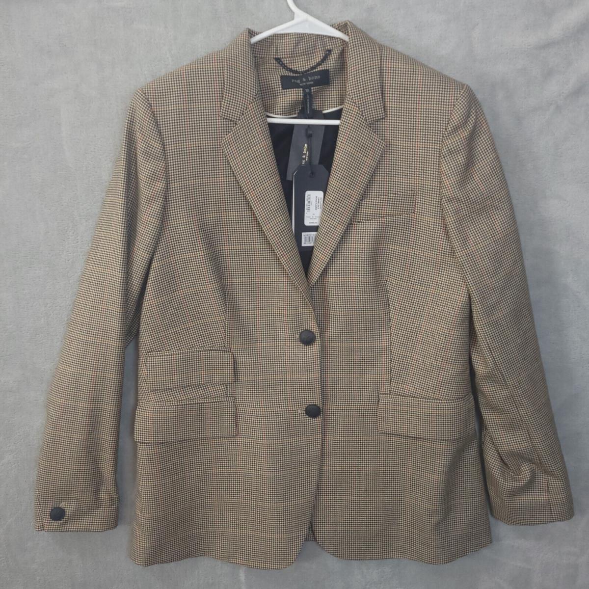 Rag and Bone Abraham Moon Camel/blk Rona Blazer Women`s Size 12