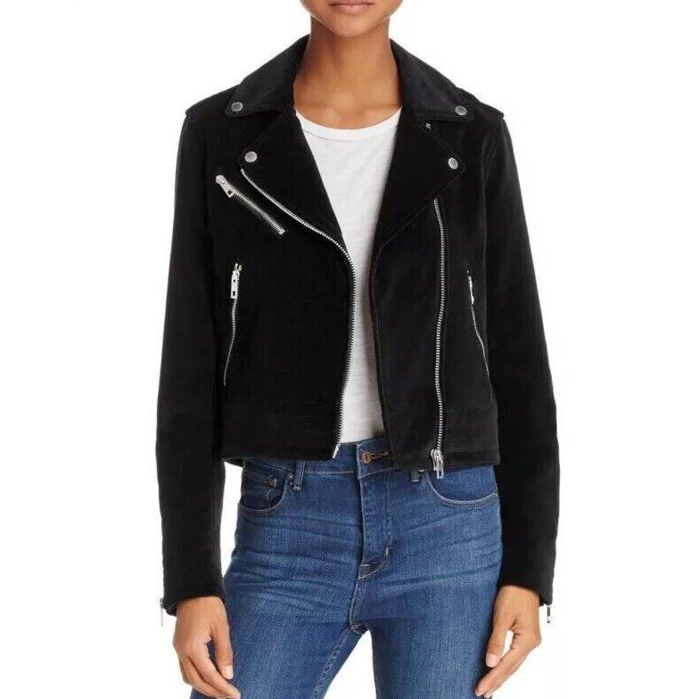 Rag Bone Womens Sz XS Mercer Velvet Motorcycle Jacket Black