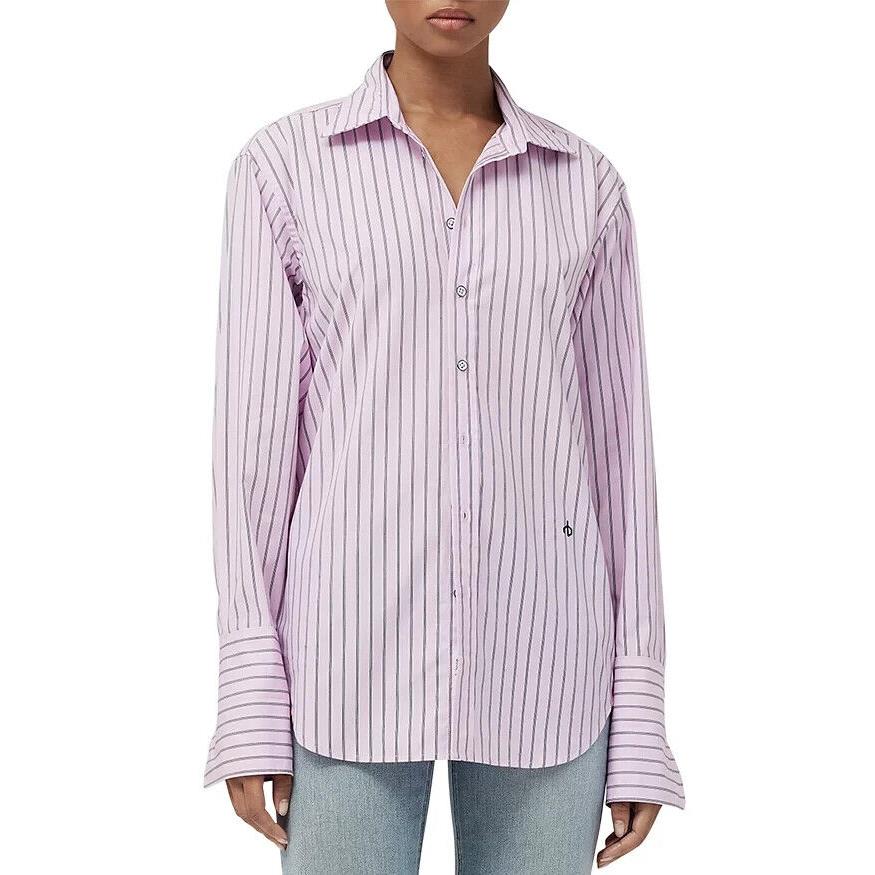 Rag Bone Diana Button Up Shirt Women`s XS Pink Striped Collared Long Sleeve