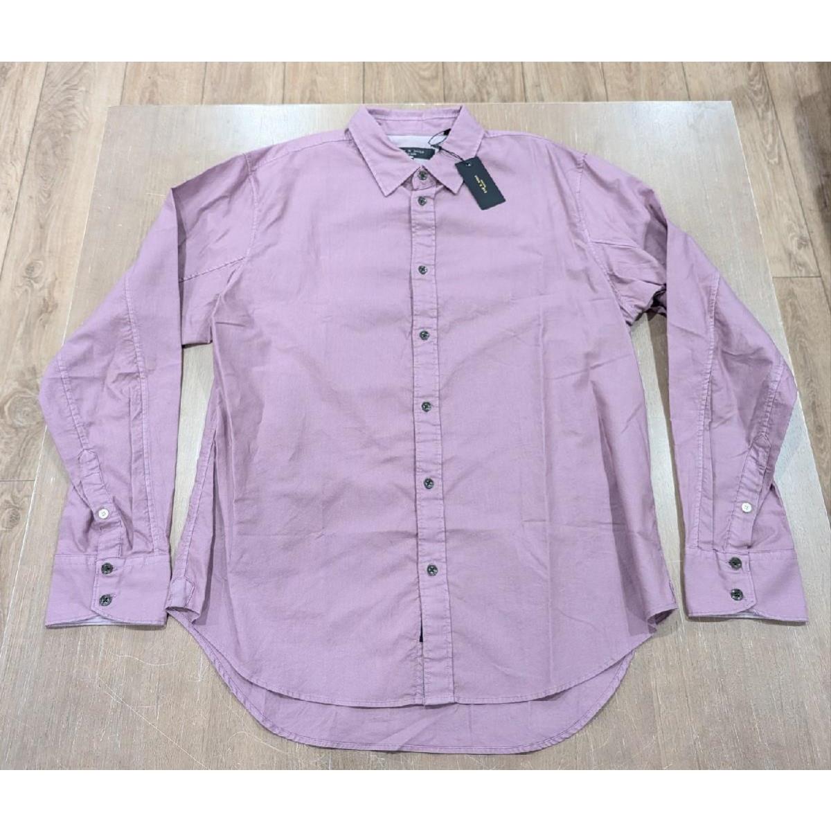 Rag Bone Fit 2 Engineered LS Button Up Oxford Shirt Berry 2XL