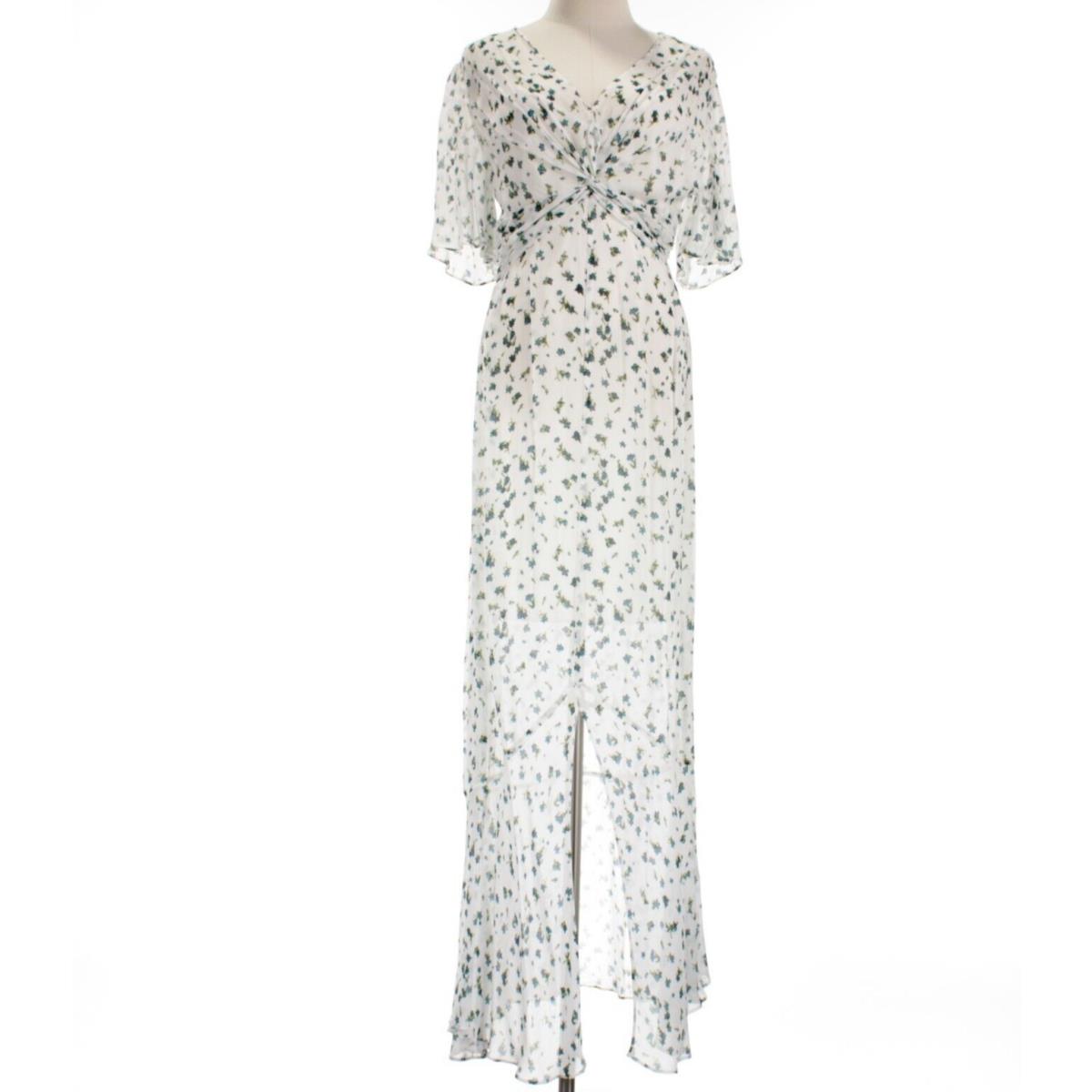 Rag Bone Tamar Floral V-neck Maxi Dress Size 6 in White and Blue