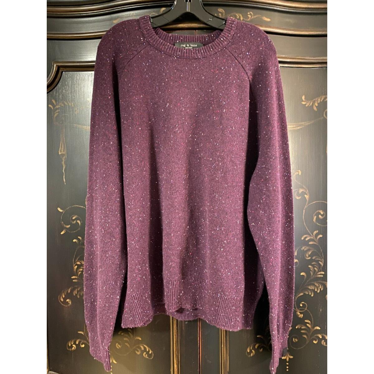 Rag Bone Harlow Donegal Wool Cashmere Crewneck Sweater Plum Xxl