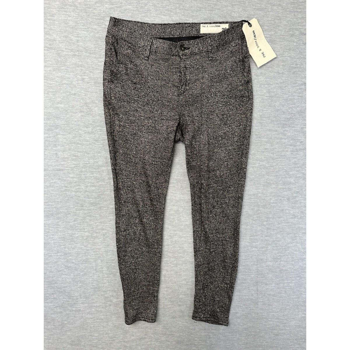 Rag Bone Jean Womens Size 26 Gray Black White Pepper Knit Pants Trouser Linen