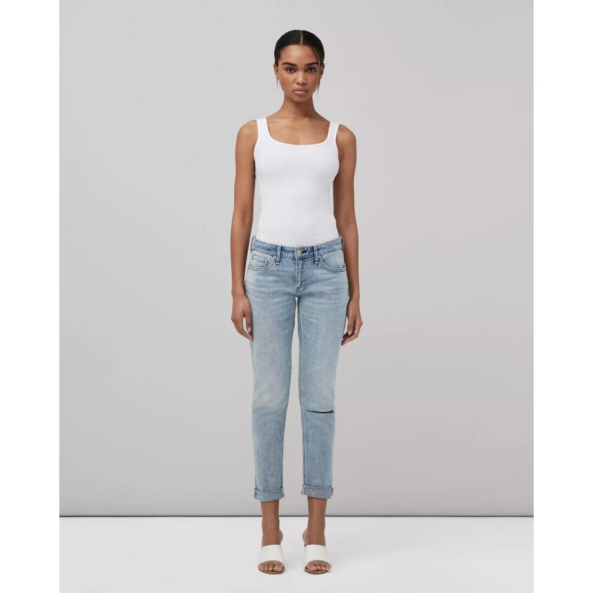 Rag Bone Dre Boyfriend Low-rise Jeans Women`s 26 White Haven Stretch Pockets