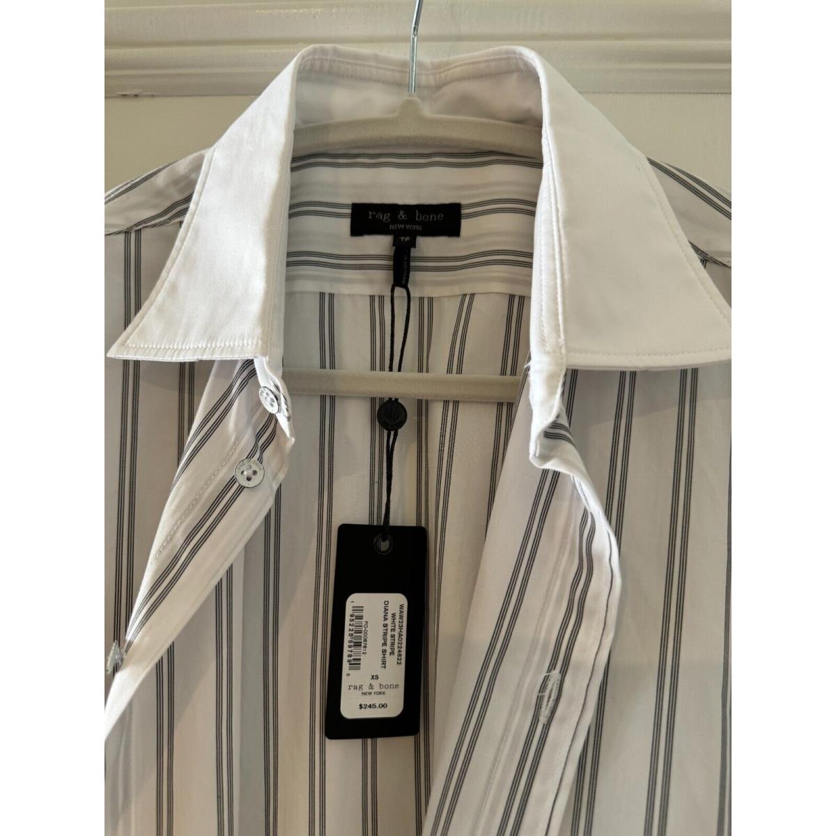 Rag Bone Button Down White Stripe Diana Shirt Cotton Top Size XS