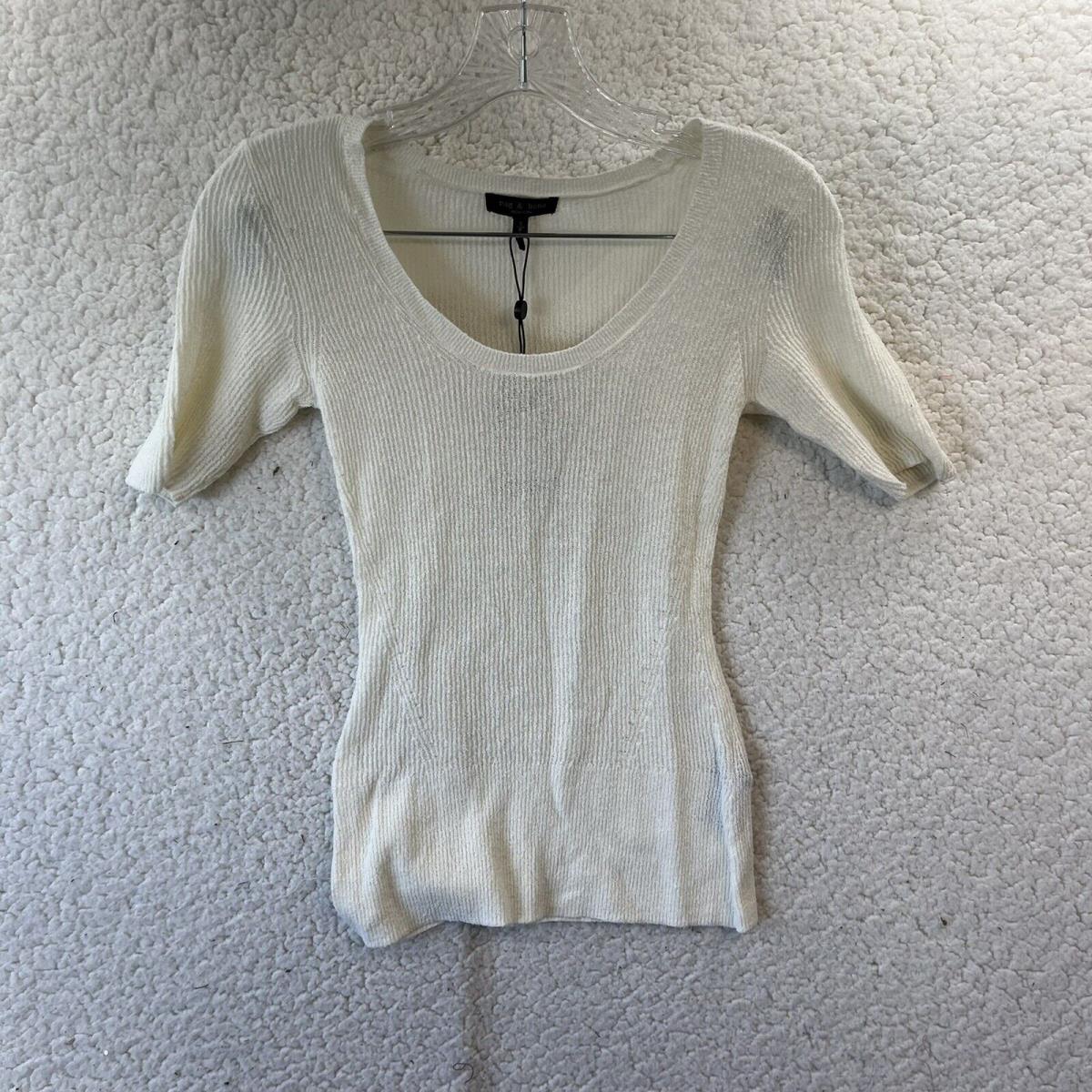 Rag Bone Women s Ivory Sunny Scoop Neck Designer Top Small