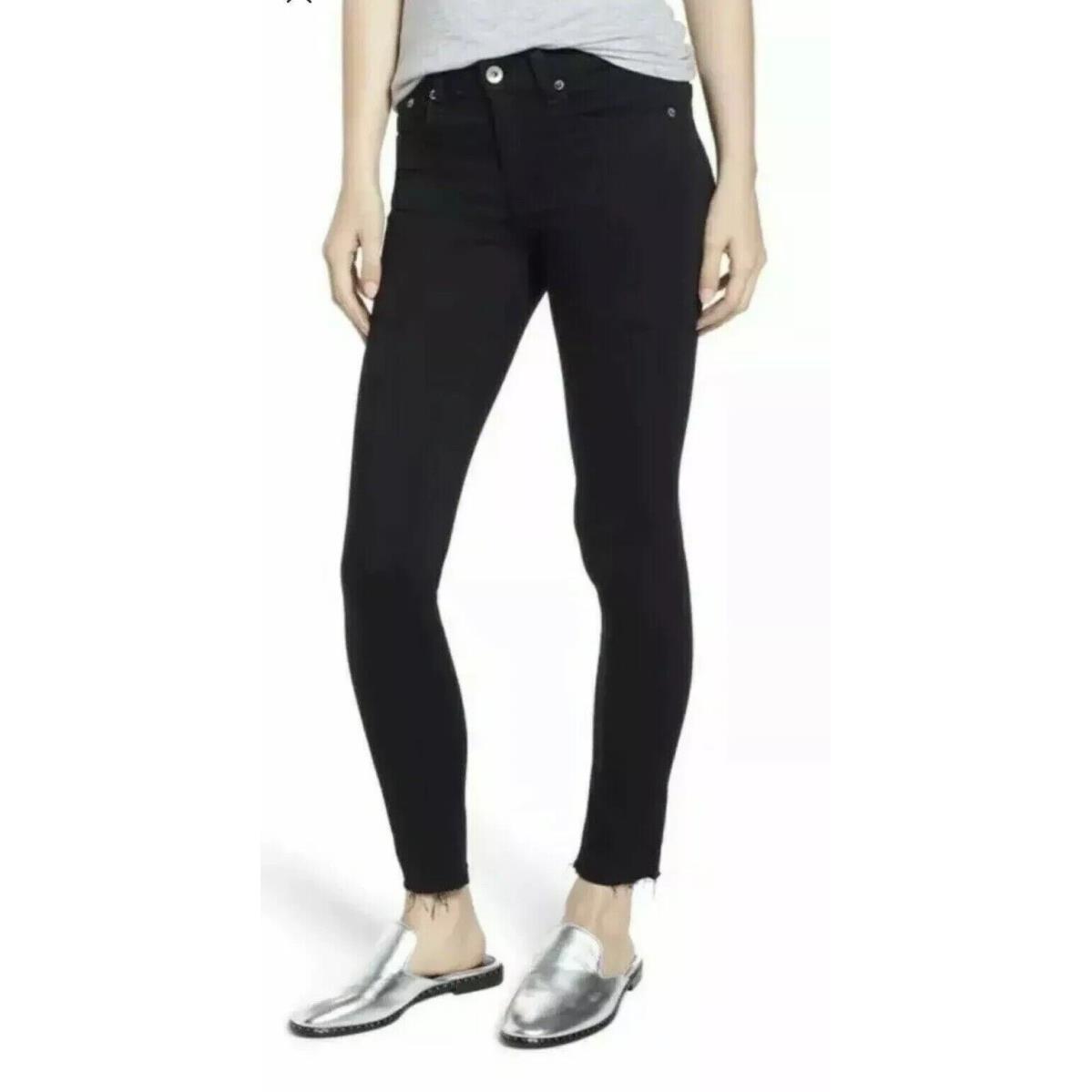 Rag Bone Women`s Black Raw Hem Ankle Skinny Jeans Size 28 Msrp: