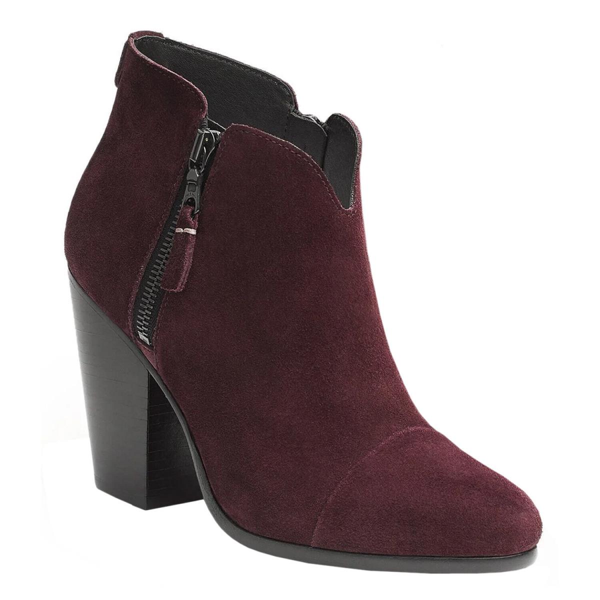 Rag Bone Womens Margot Suede Ankle Boots US 9.5 Burgundy EU 39.5