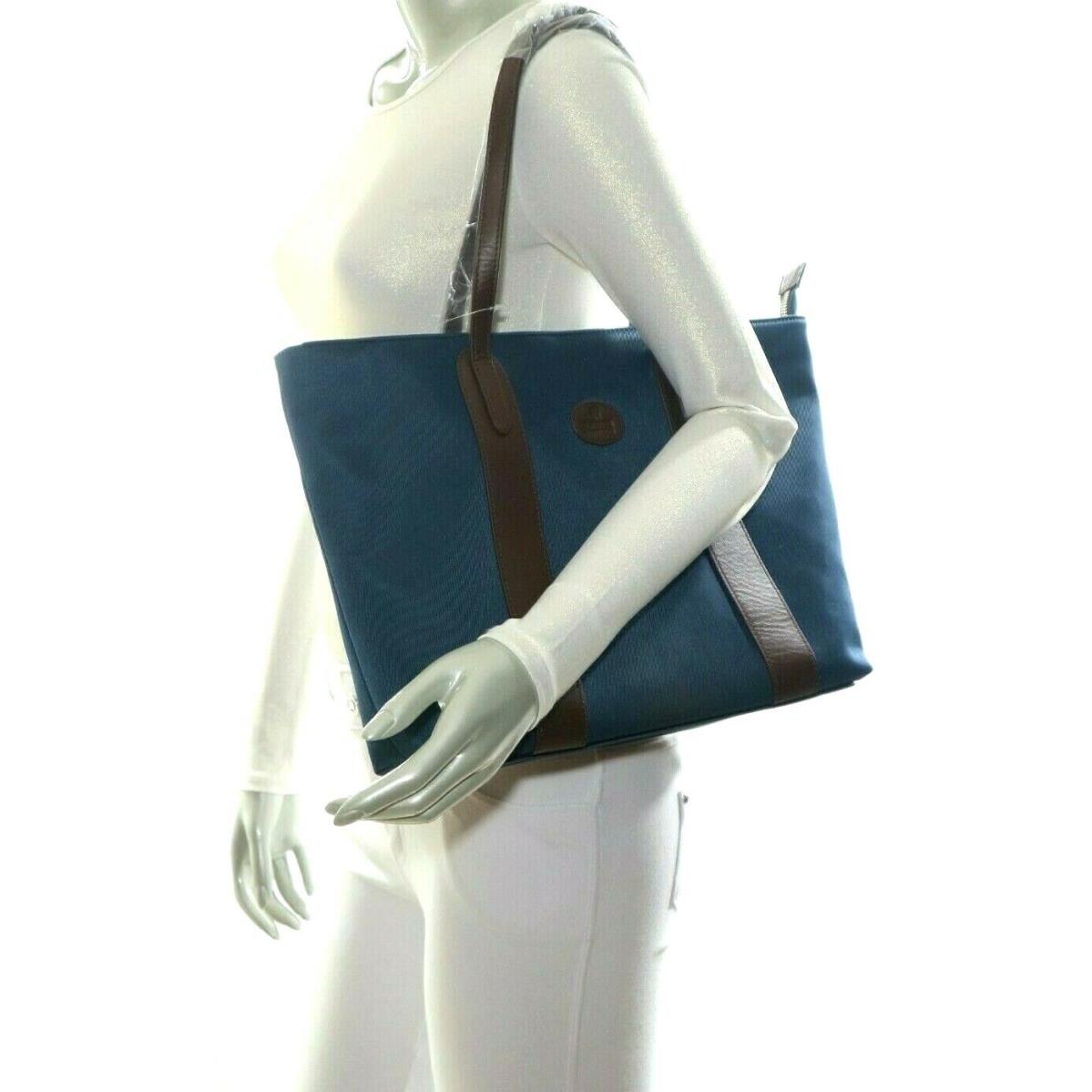 Brooks Brothers Nylon Leather Trim Tote Shoulder Bag Navy