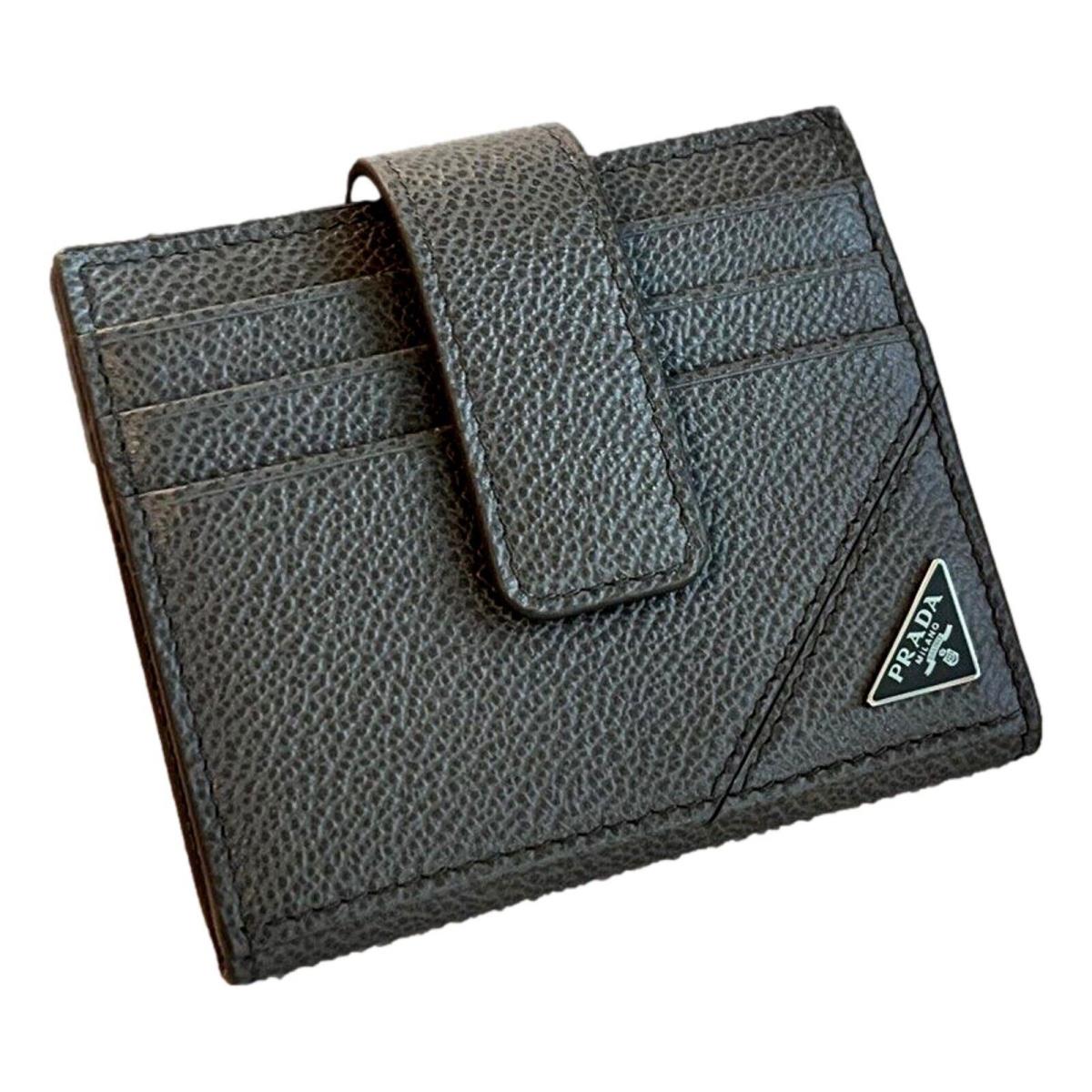 Prada Grey Vitello Grain Leather Card Bifold Wallet