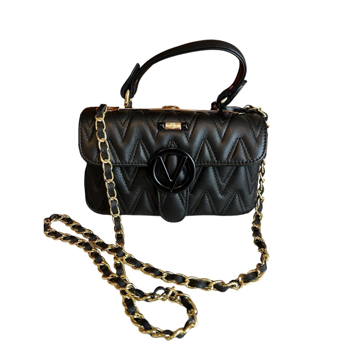 Valentino Mario Valentino Quilted Poisson D Plate Chain Detail Bag Black