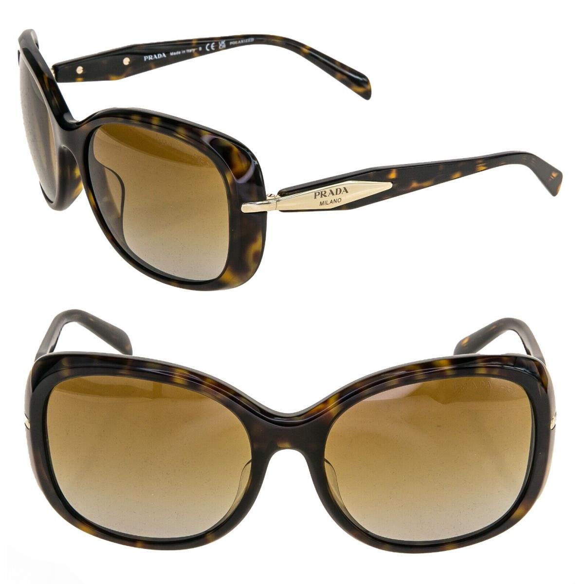 Prada Symbole Brown Gold Polarized Triangle Logo PR04ZS 04Z Fashion Sunglasses