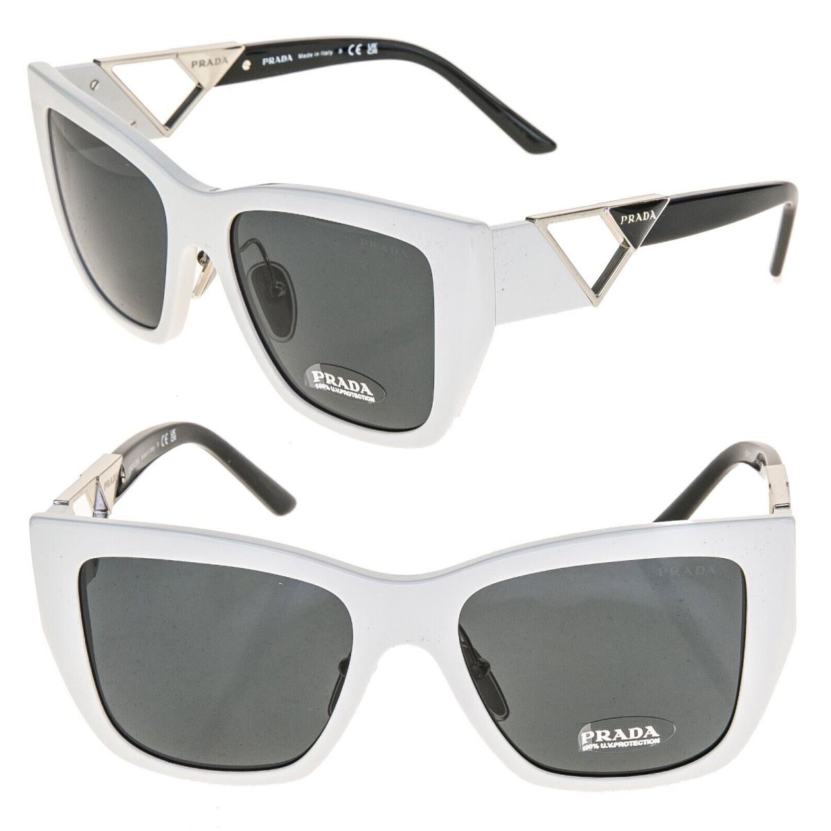 Prada Symbole White Silver Black Triangle Logo PR21YS 21Y Fashion Sunglasses