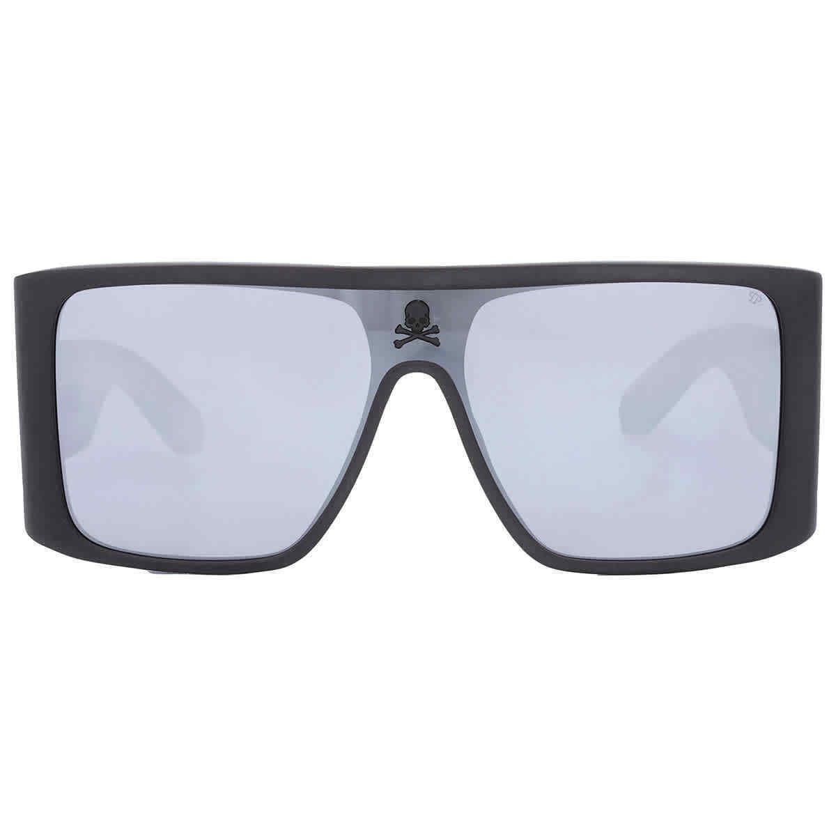 Philipp Plein Silver Mirror Shield Men`s Sunglasses SPP014M 703X 99