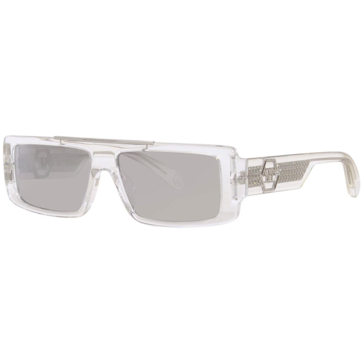 Philipp Plein SPP003V 880X Sunglasses Men`s Crystal/silver Mirror Lenses 58mm