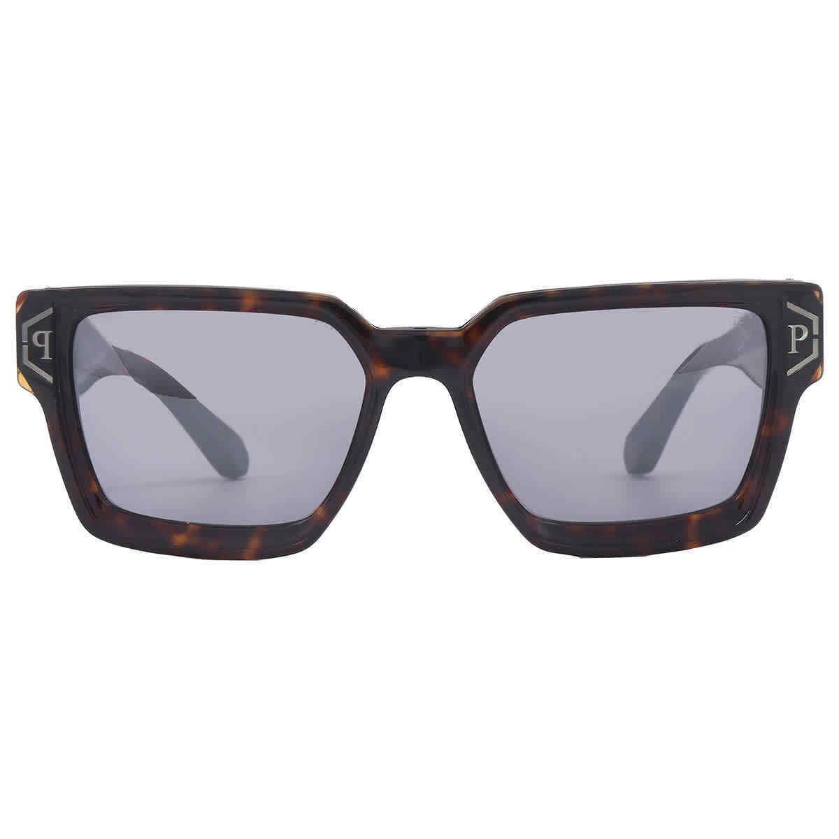 Philipp Plein Grey Square Men`s Sunglasses SPP005M 722X 57 SPP005M 722X 57