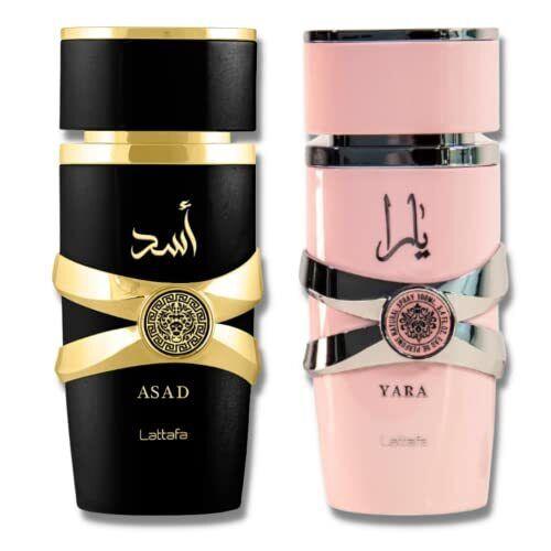 Lattafa Unisex 2 Piece Edp Gift Set Asad For Men + Yara For Women