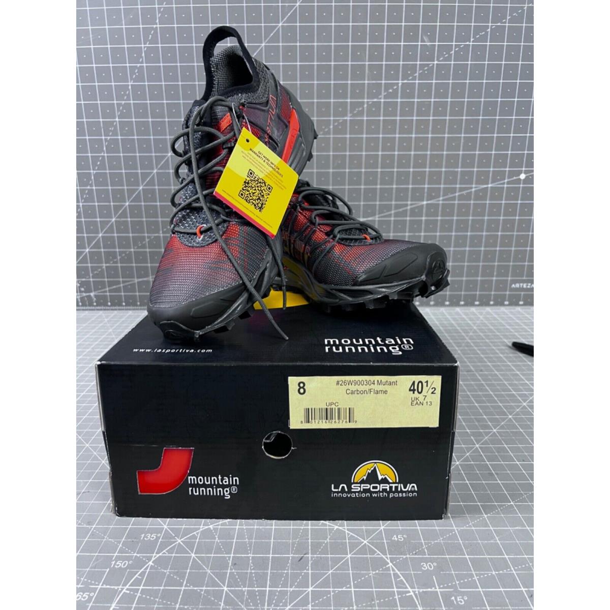 La Sportiva Mutant 26W900304 Mountain Running Carbon/flame Sz 8 US 40.5 EU