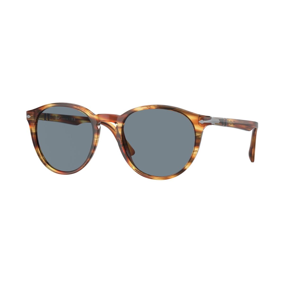 Persol PO3152S 904356 Striped Brown Yellow Light Blue 52 mm Men`s Sunglasses