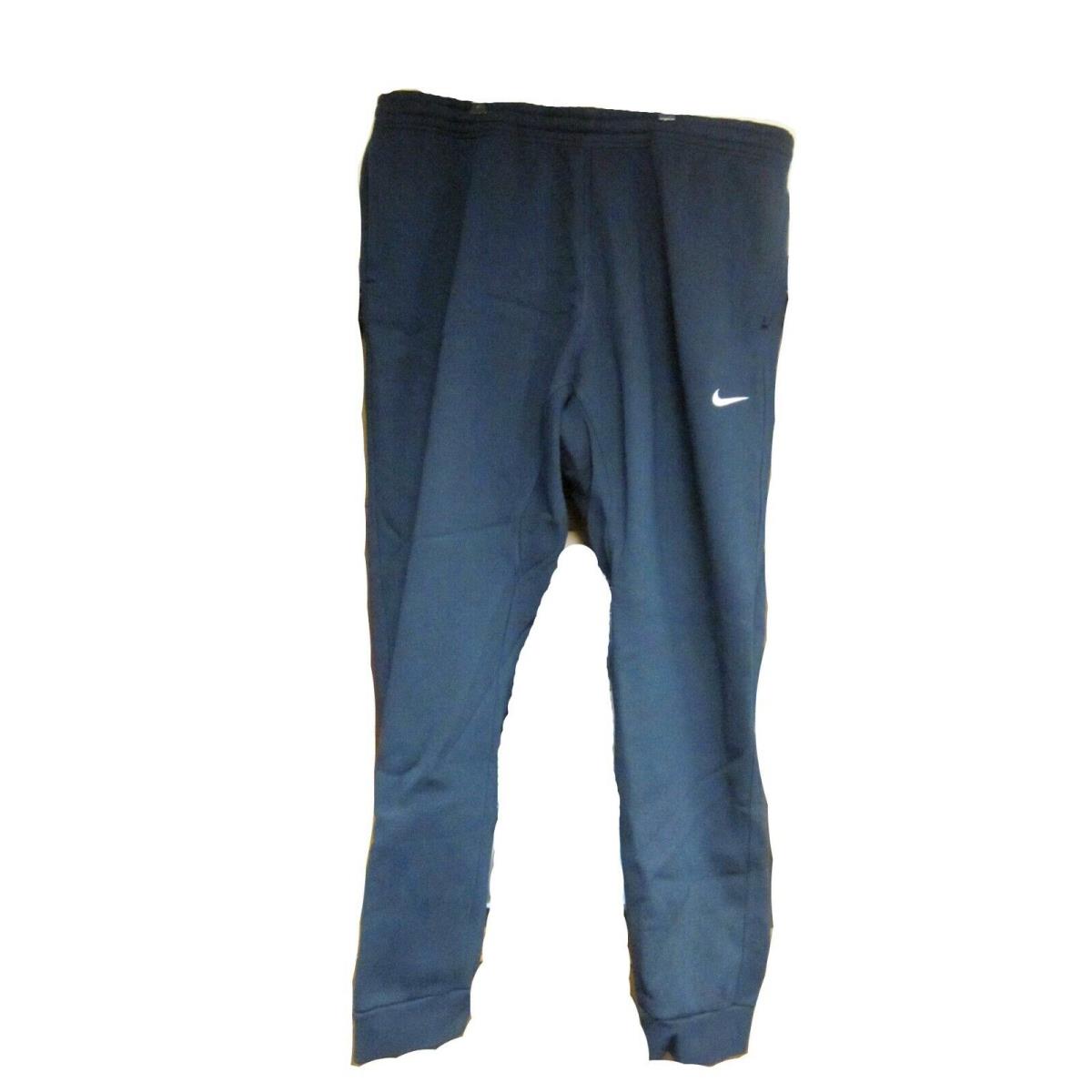 Nike Men`s Club Fleece Tapered Sweat Pants Dark Obsidian Navy/white Size 3XL