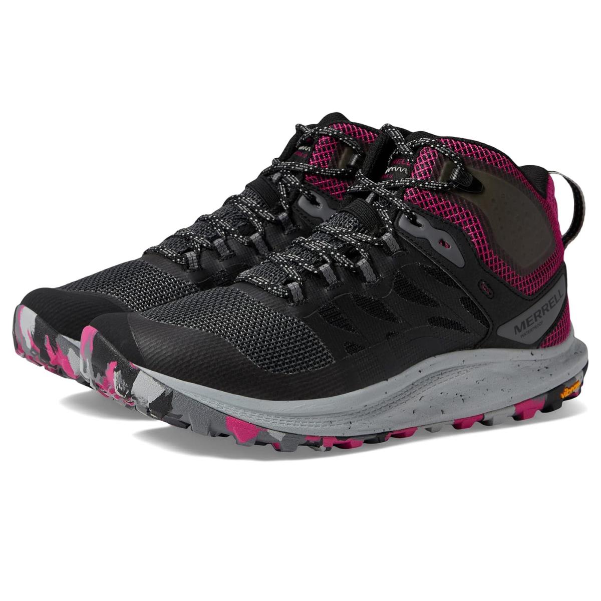 Woman`s Hiking Merrell Antora 3 Mid Wp - Black/Fuchsia