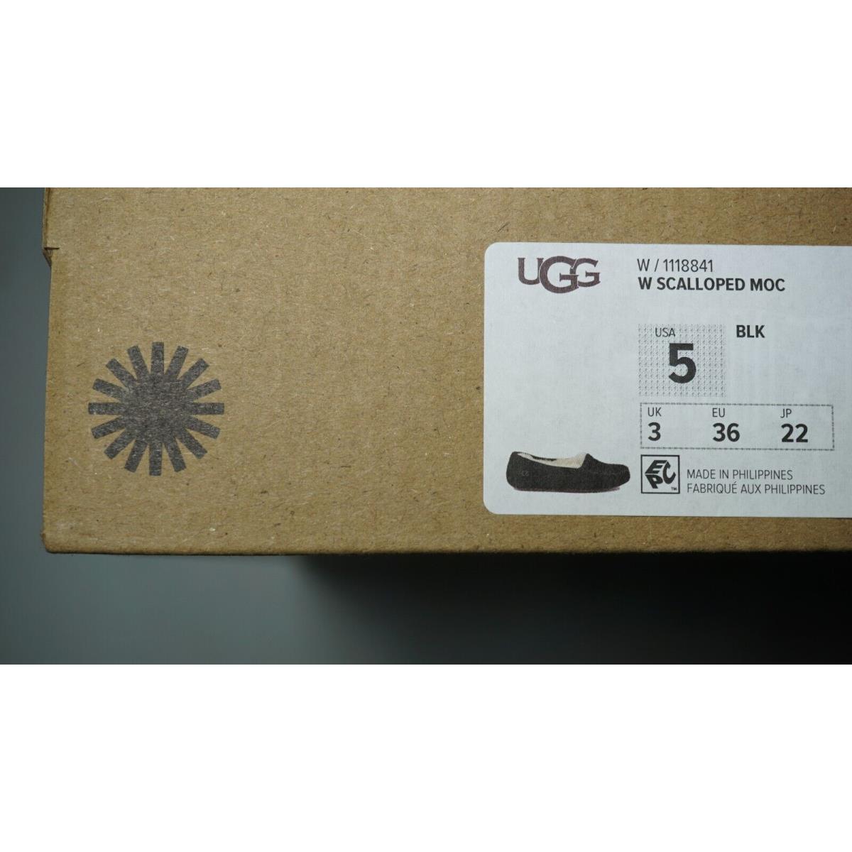 Ugg Australia Scalloped Moccasins Women`s Slippers Charcoal Black Shoes 1118841