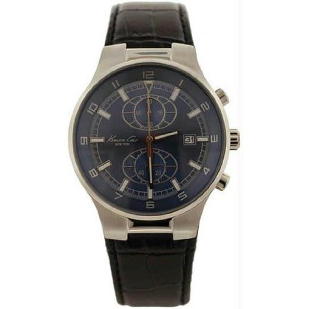 Kenneth Cole York Leather Collection Chrono Blue Dial Men`s Watch KC1538