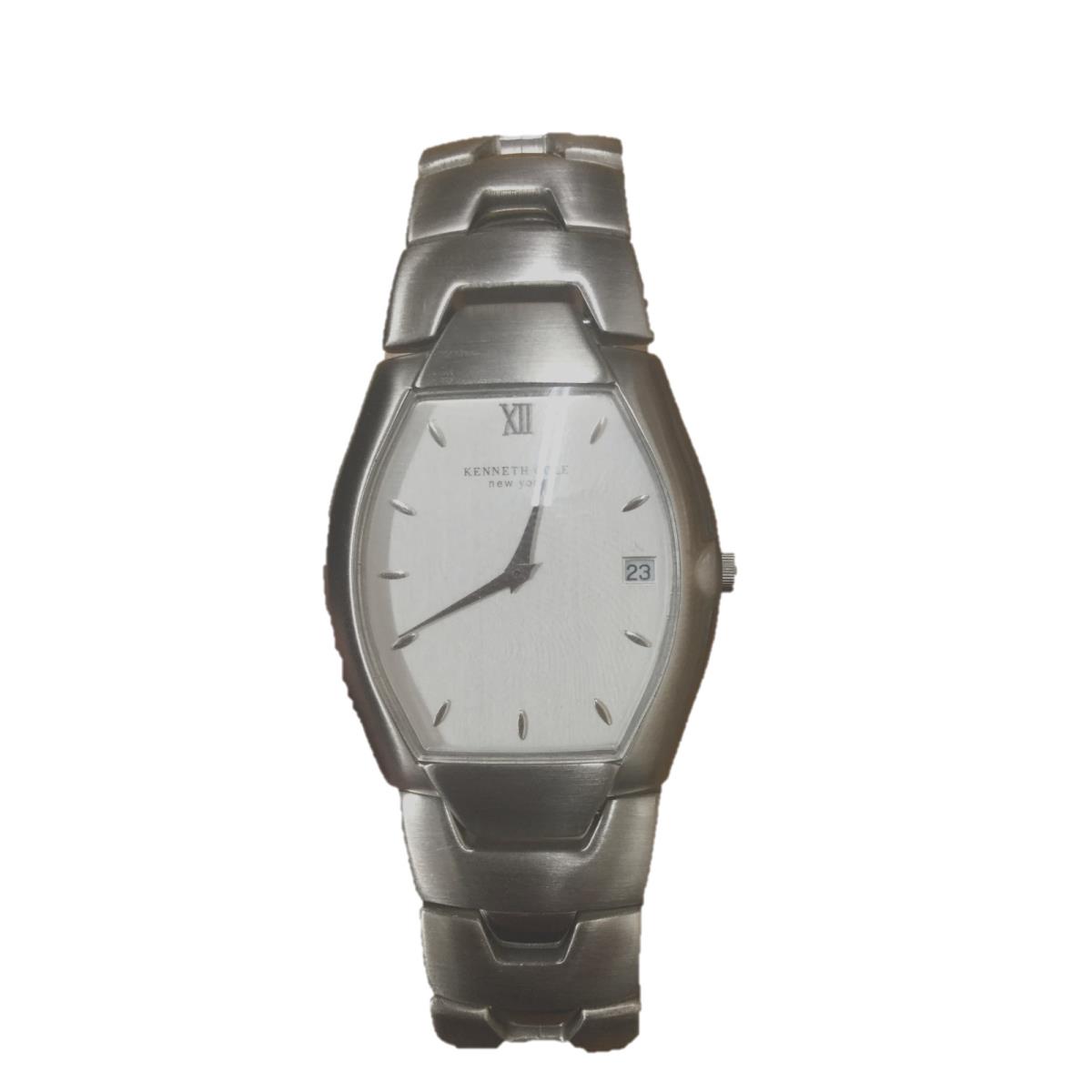 Kenneth Cole New York Men`s Diamond Shaped Stainless Steel Watch KC3206 - Dial: Silver, Band: Silver, Bezel: Silver