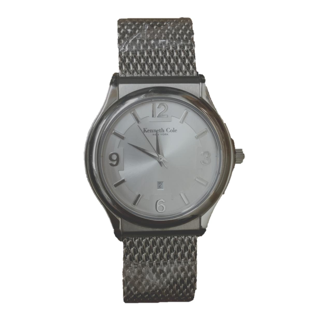 Kenneth Cole New York Steel Mesh Bracelet Silver Dial Men`s Watch KC3421 - Dial: Silver, Band: Silver