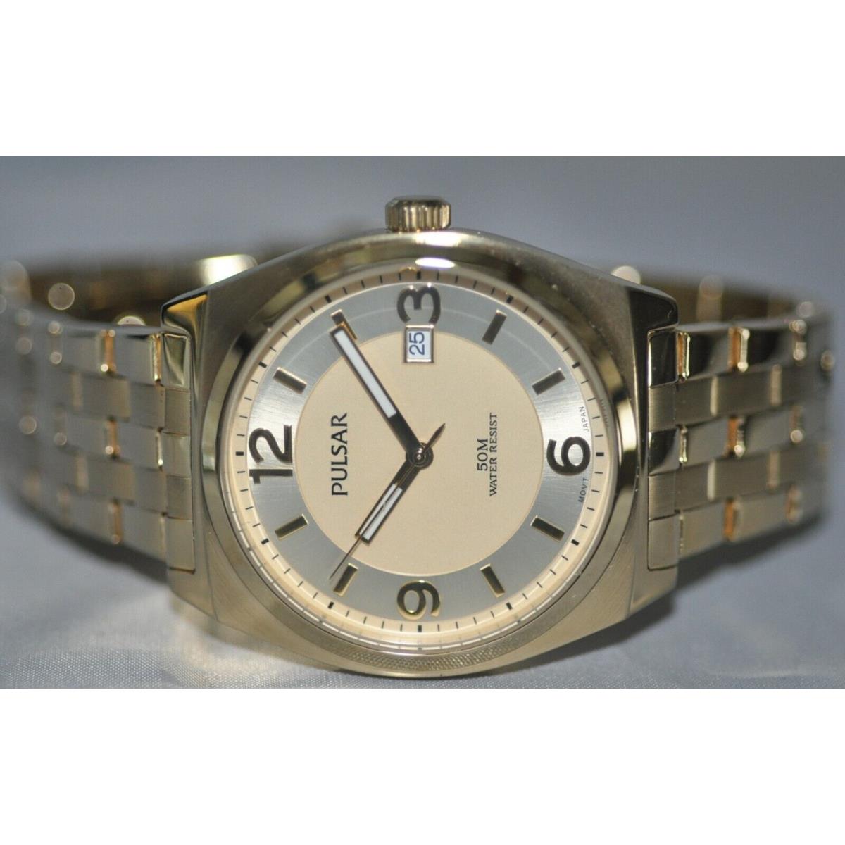 Pulsar Men`s Gold Dial Gold Stainless Steel Watch PS9282