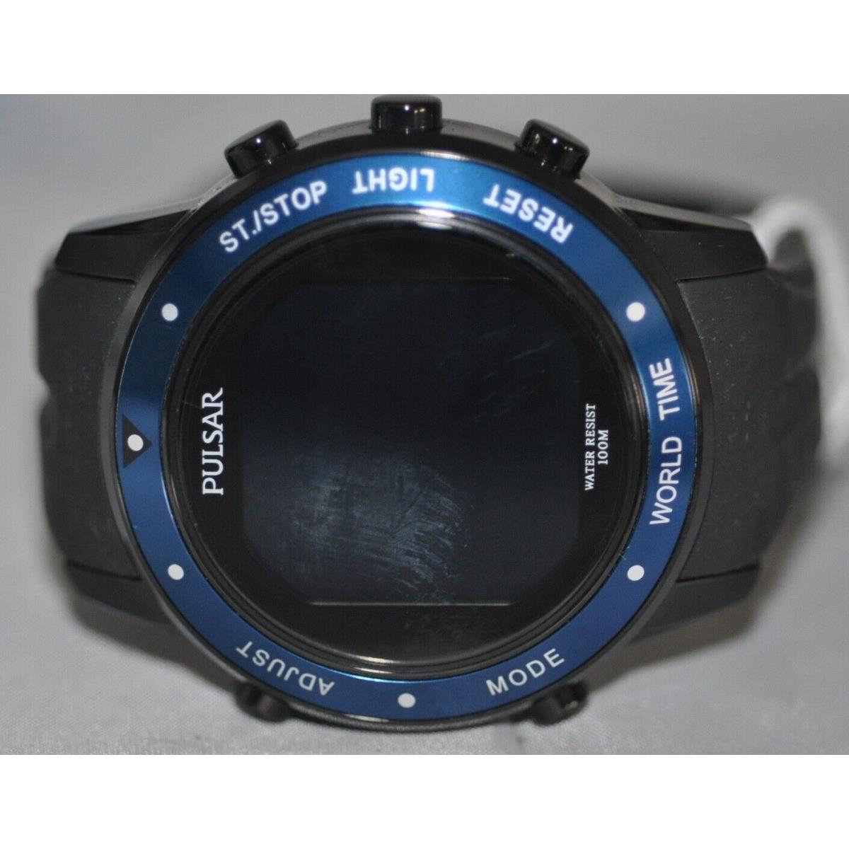 Pulsar Men`s Digital Dial Black Rubber Watch PQ2021