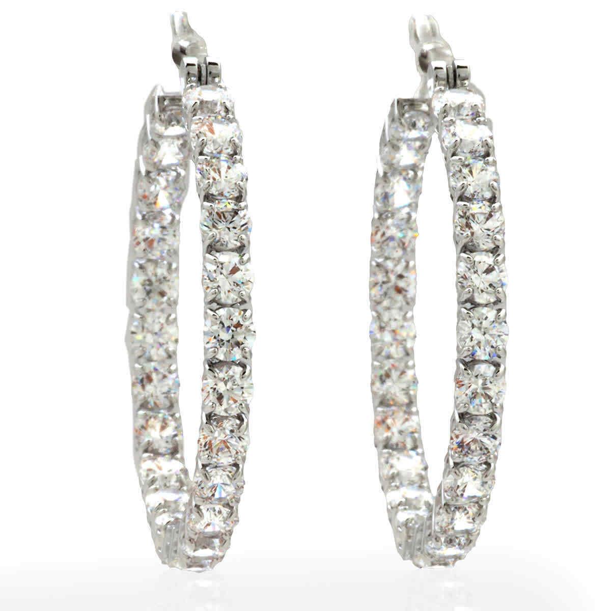 Swarovski Rhodium Matrix Plated Hoop Earrings