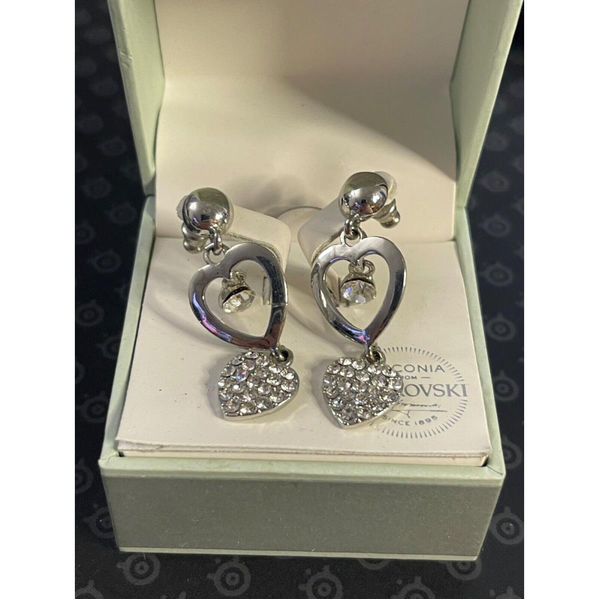 Swarovski Zirconia Heart Halo 1.75IN Drop Earrings Kiera Couture Rare