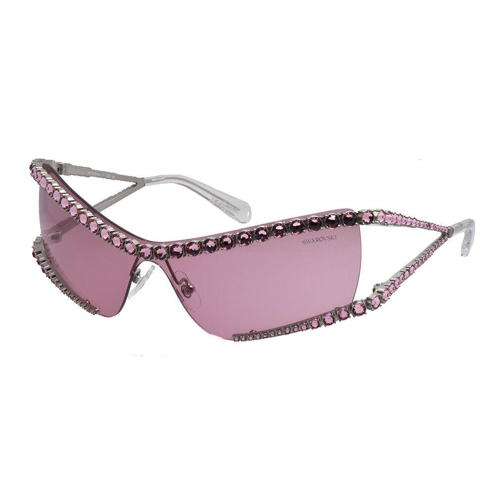 Swarovski SK 7022 402384 Silver Metal Irregular Sunglasses Pink Lens