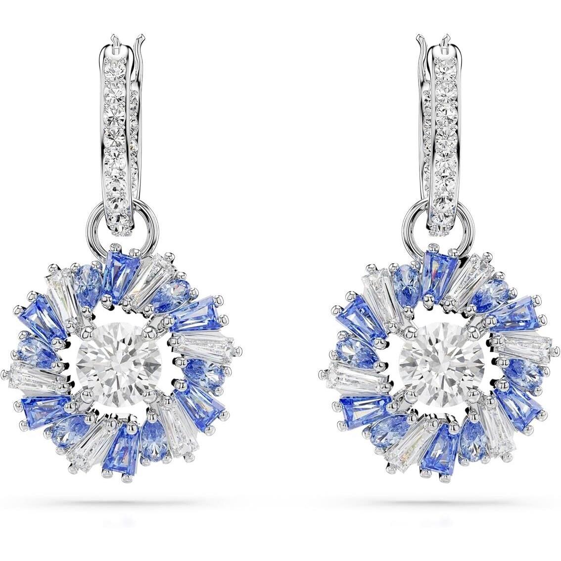 Swarovski Idyllia Drop Earrings Mixed Cuts Flower Rhodium plated-5680016