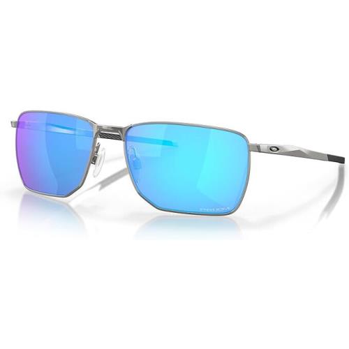 Oakley Men`s OO4142 Ejector Rectangular Sunglasses Satin Chrome/prizm Sapphire