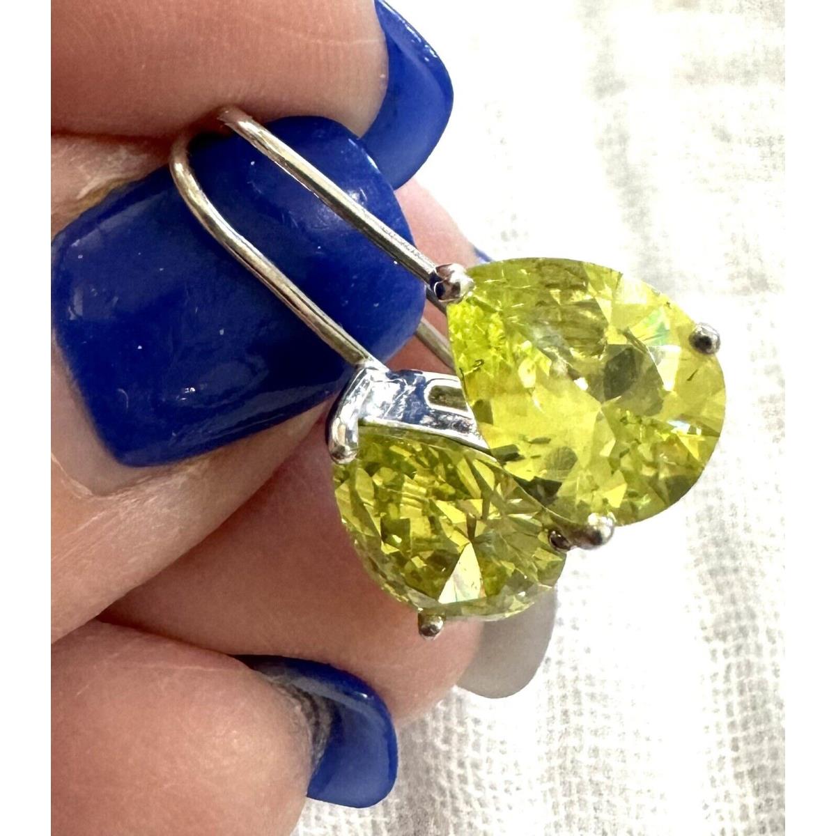 Vintage Swarovski Crystal Peridot Drop Earrings 14k and Silver