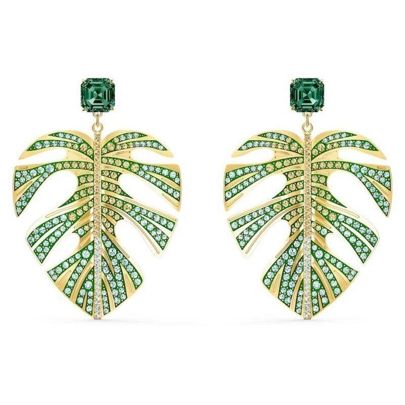 Swarovski Tropical Leaf Pierced Earrings Green 5525242