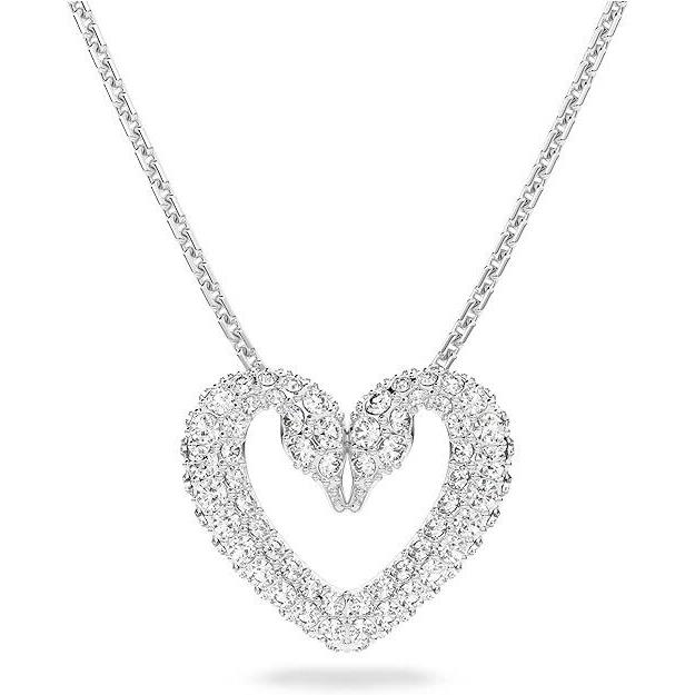 Swarovski 5625533 Una Pendant Heart Necklace Small Rhodium Plated