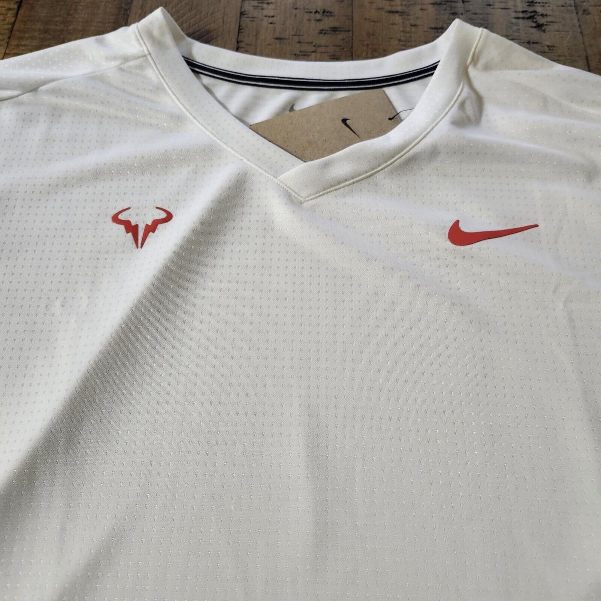 Nike Court Tennis Rafa Nadal Dri-fit Challenger Top CV2572 100 White Red Sz XL