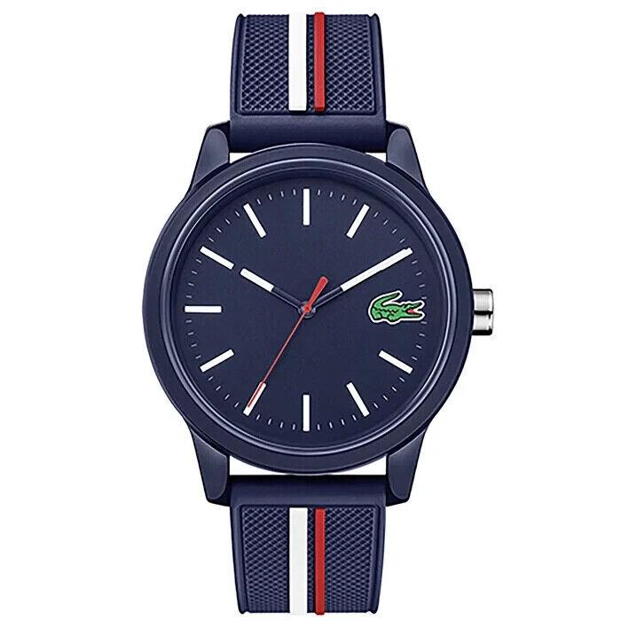 Lacoste 12.12 Men`s Watch 42mm Blue Dial Silicone Strap 2011070