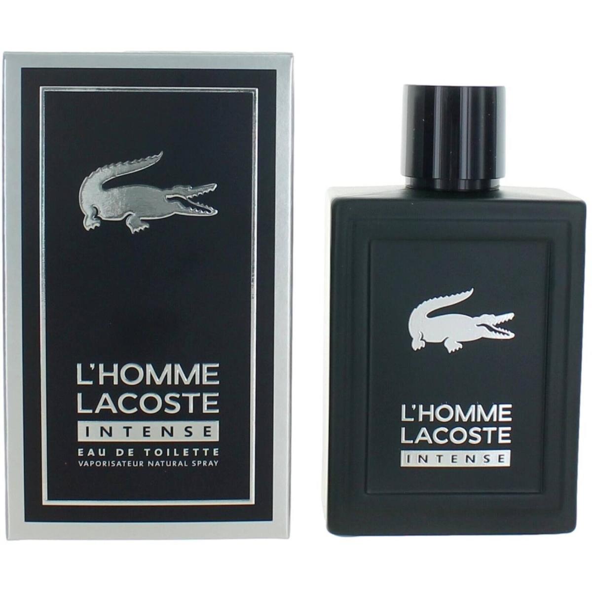 Lacoste Men`s Edt Spray L`homme Intense Fruity Spicy and Woody Notes 3.3 oz