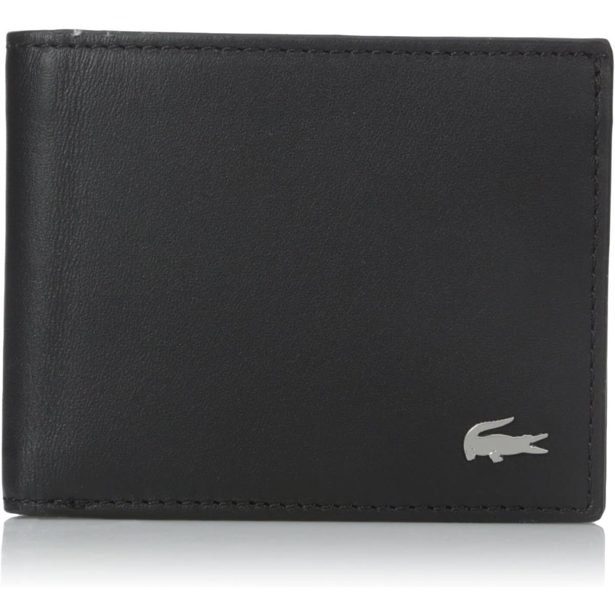 Lacoste Men`s Fg Small Slim Billfold Id Wallet One Size Black